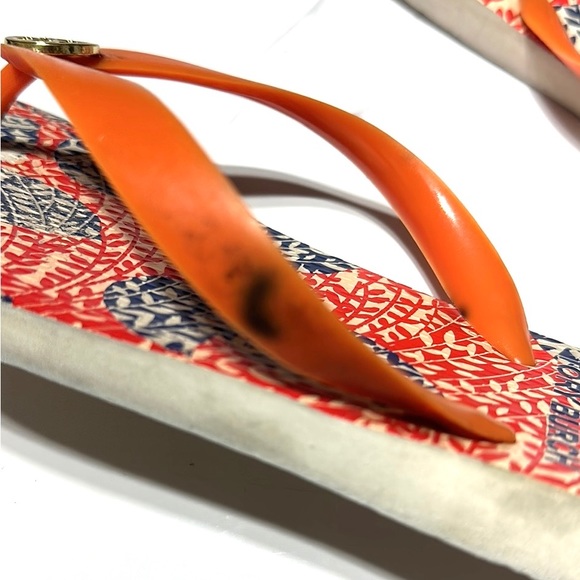 Tory Burch Women’s Orange Flip Flops Size 7 - Picture 6 of 11